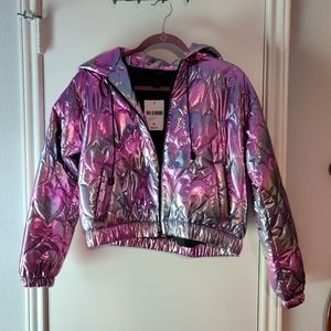 Mulitchrome light winter jacket with hoodie Forever 21-size S-multichrome pink